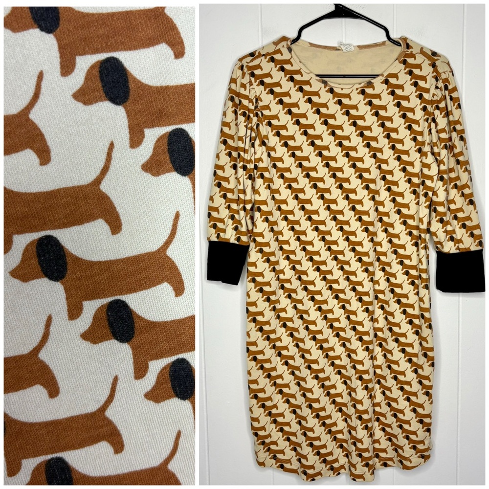 Kate Quinn Cream and Brown Dachshund Print Nightgown